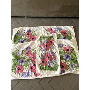 Vintage Burlington Vera Neumann Floral Pink Purple Towel Set